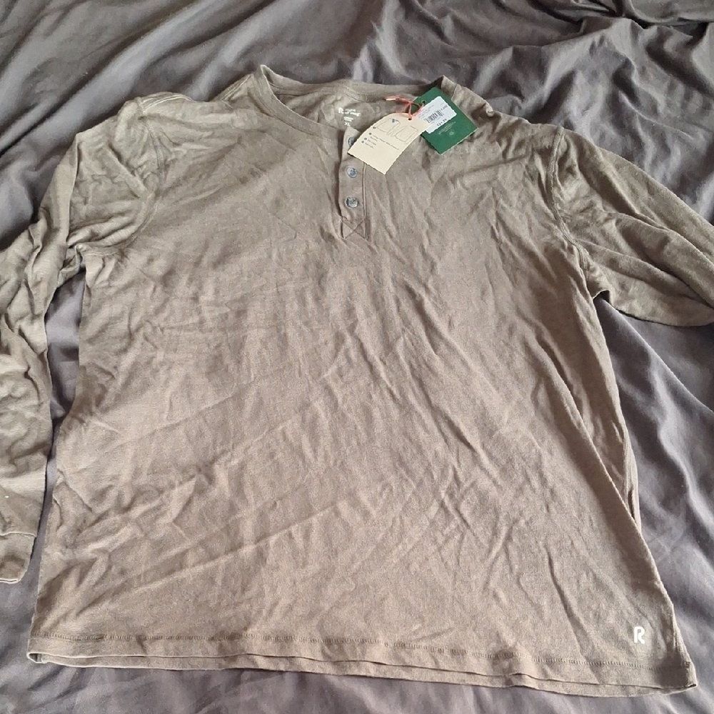 Olive Colored Long Sleeve Henley Tee